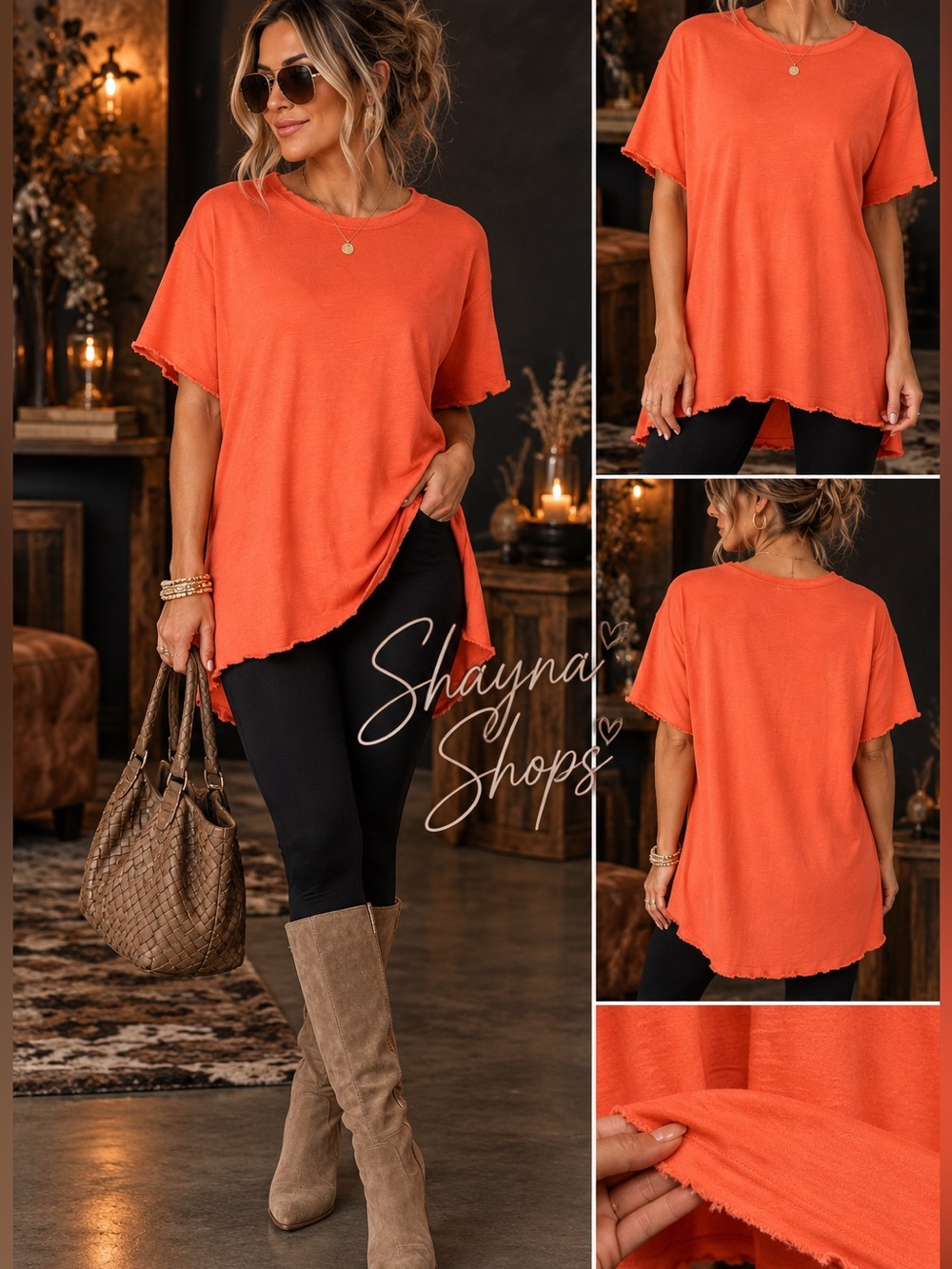 Zenana Coral Short Sleeve High-Low Tunic